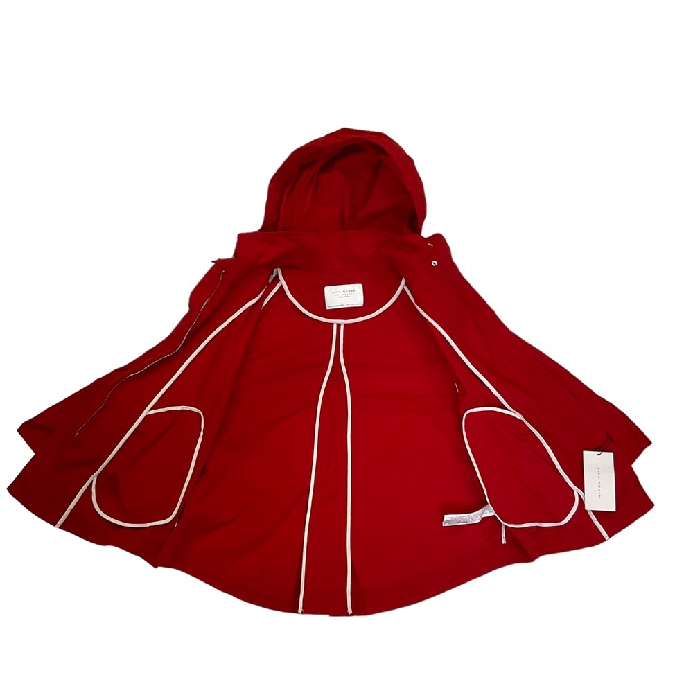 NWT Zara Women’s Red Swing Style Spring Jacket With Removable Hood Size … - Picture 7 of 16